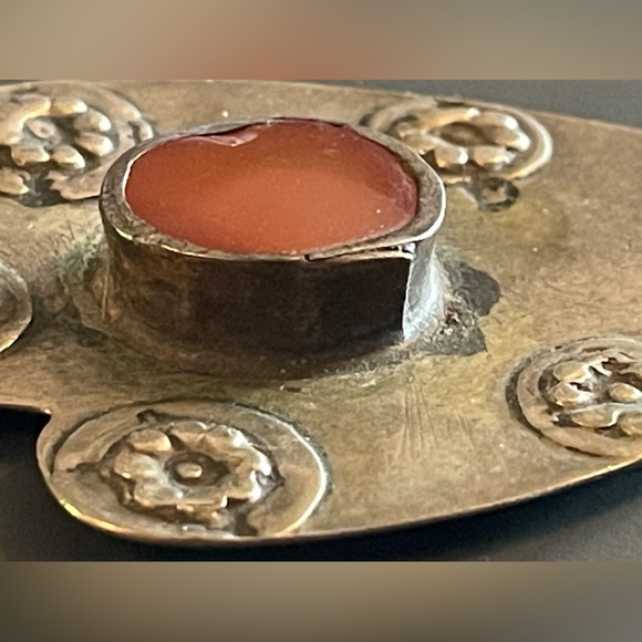 Impressive TURKMEN ANTIQUE TRIBAL ASYK SILVER PENDANT Carnelian Stone (OBO!) 🤗 - Picture 2 of 16